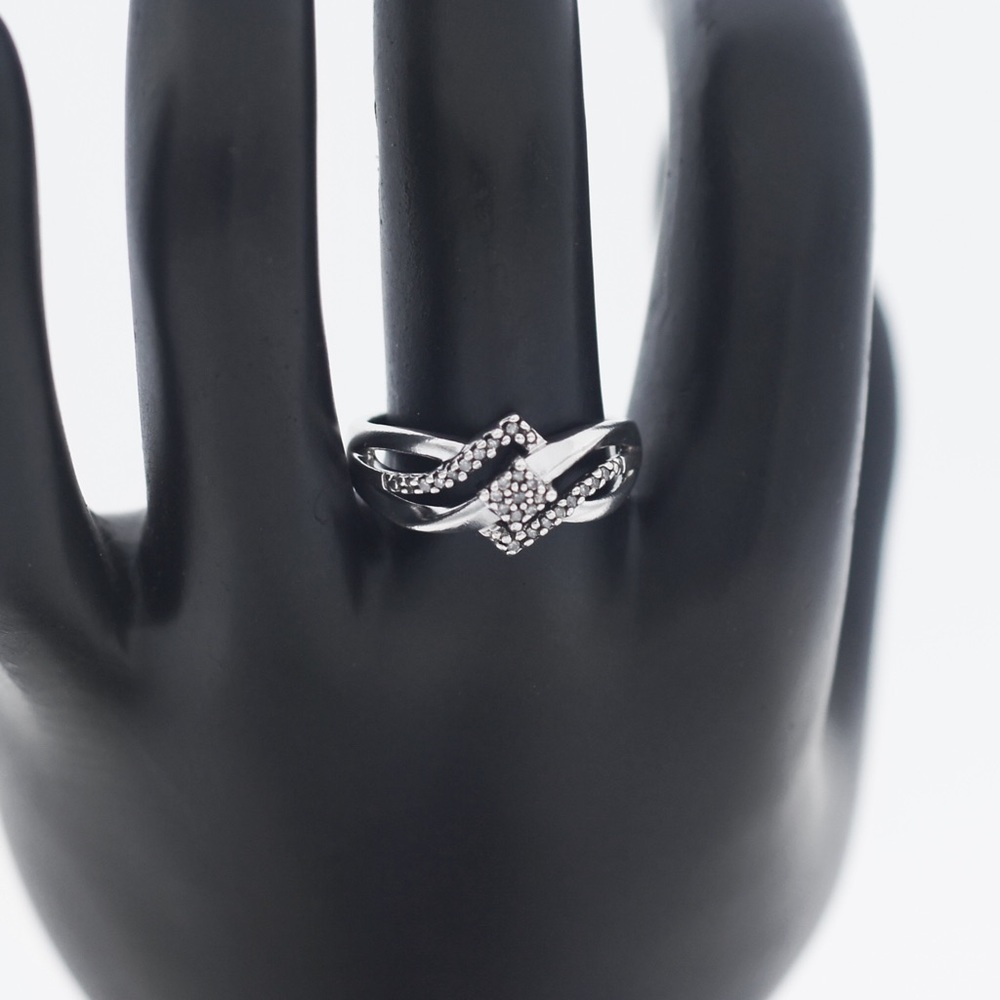Vintage Silver 925 SUN Diamond Crossover Ring